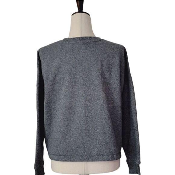 Calvin Klein Heathered Gray Crewneck Cropped Sweatshirt Size L NWOT - Picture 3 of 6